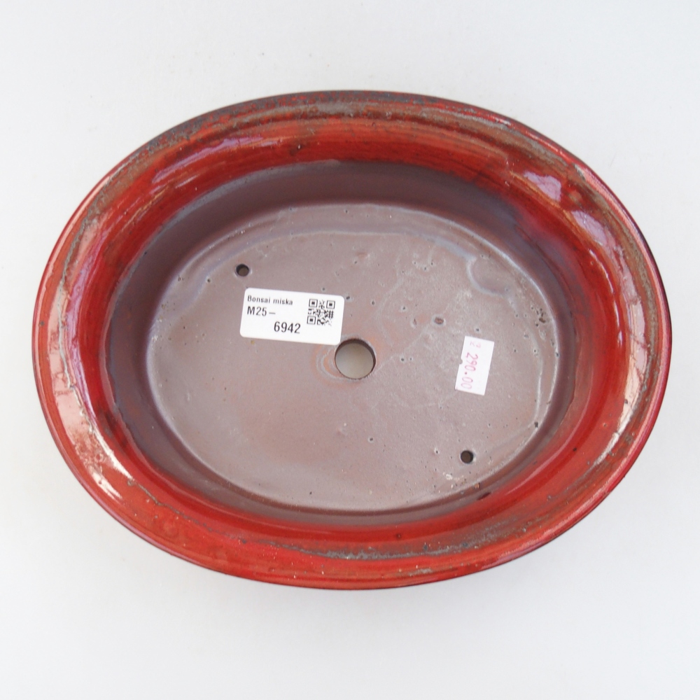 Ceramic bonsai bowl 23 x 18 x 6,5 cm, colour red