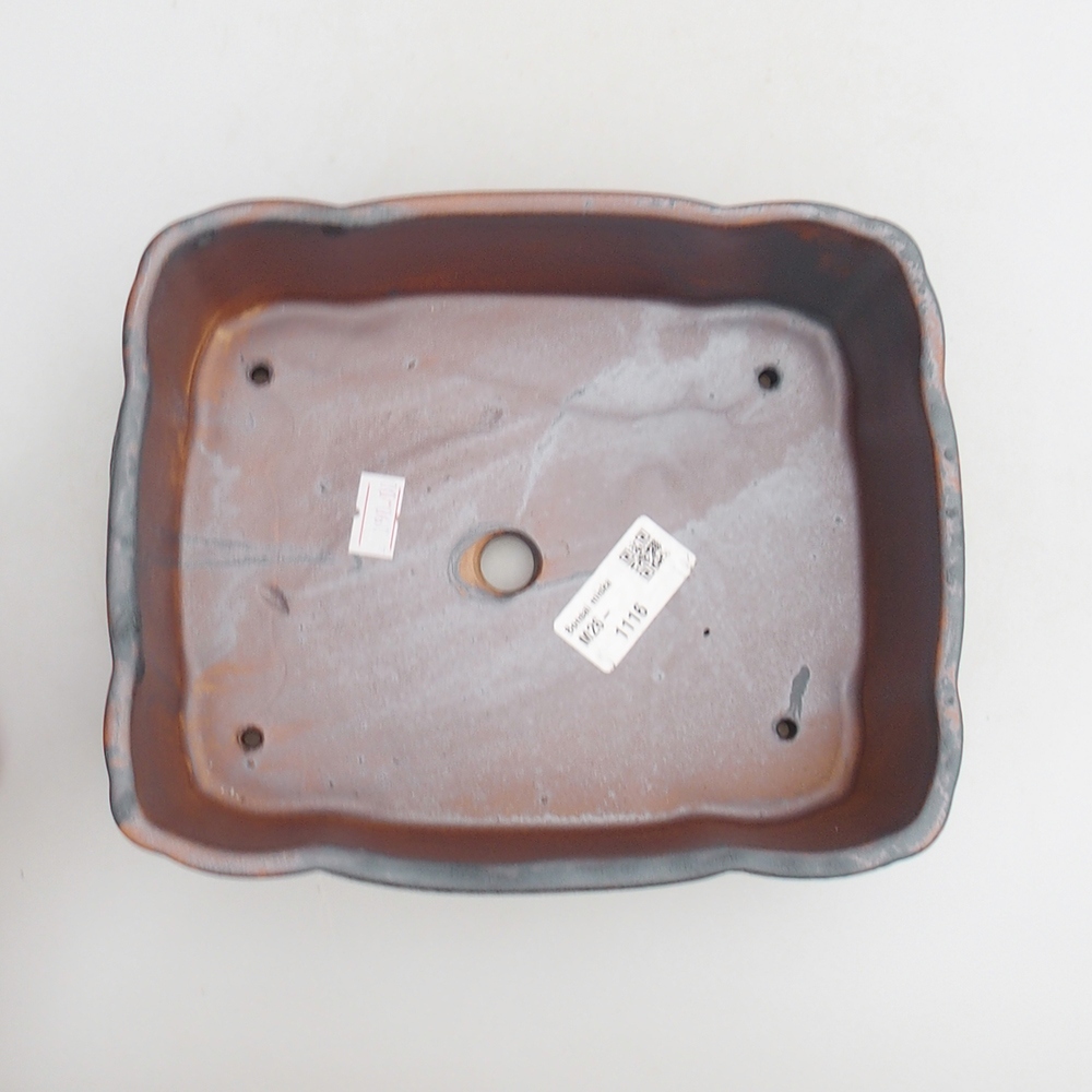 Ceramic bonsai bowl 20 x 17 x 7 cm, metal colour