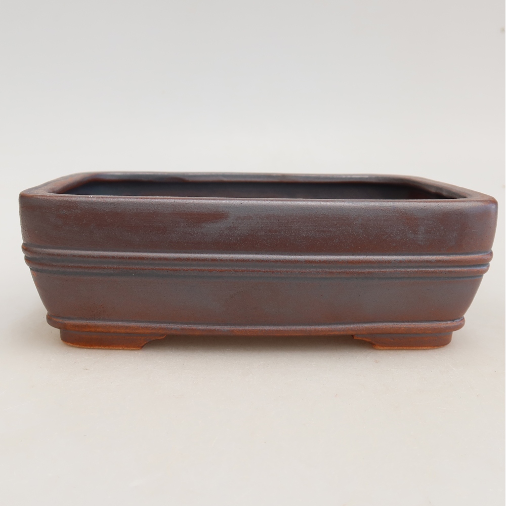 Ceramic bonsai pot, 17 x 12.5 x 5.5 cm, metallic color