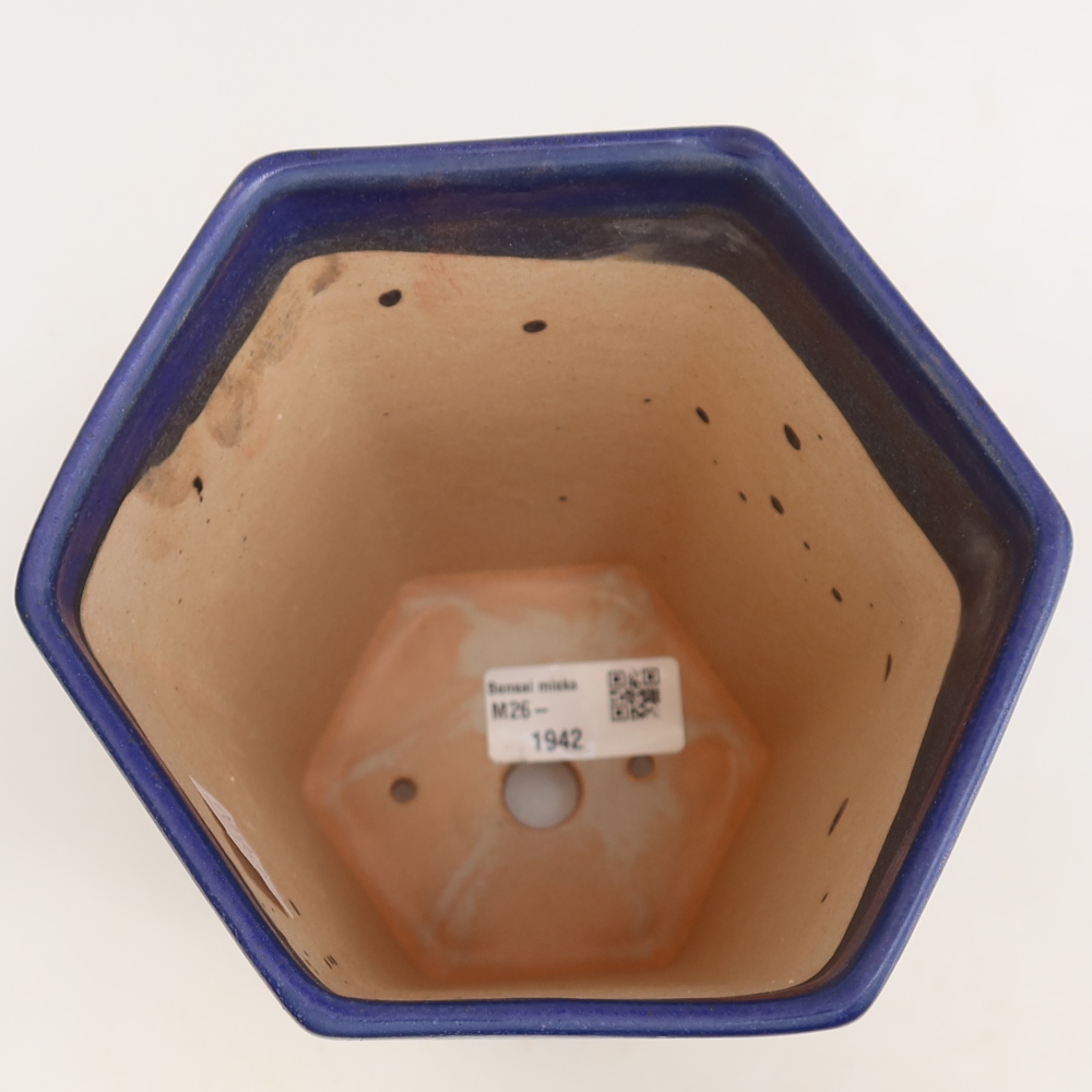 Ceramic bonsai pot, 13 x 12 x 17 cm, blue