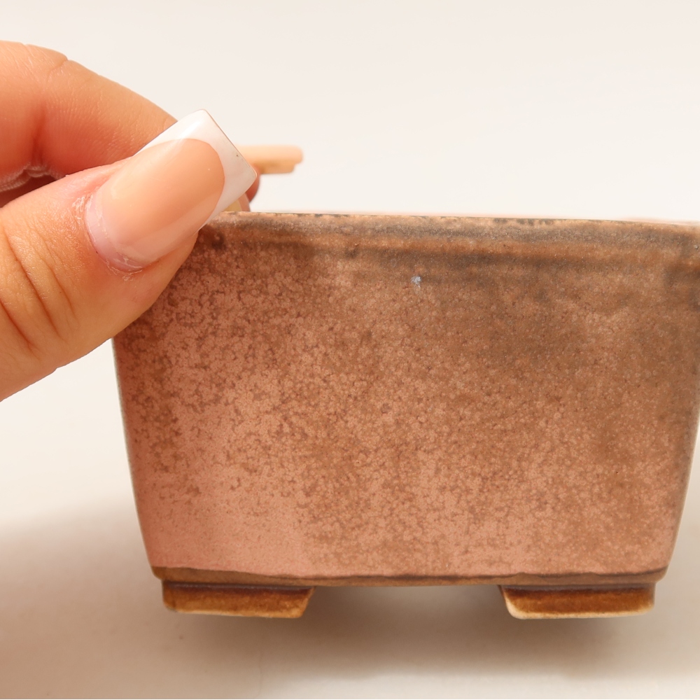 Ceramic bonsai pot, 8.5 x 8.5 x 5.5 cm, pink