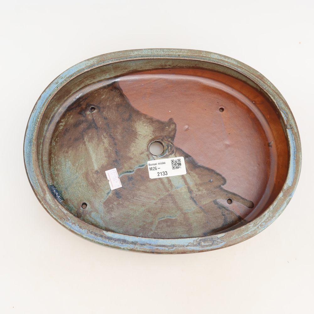 Ceramic bonsai pot, 27 x 21 x 5.5 cm, blue-brown