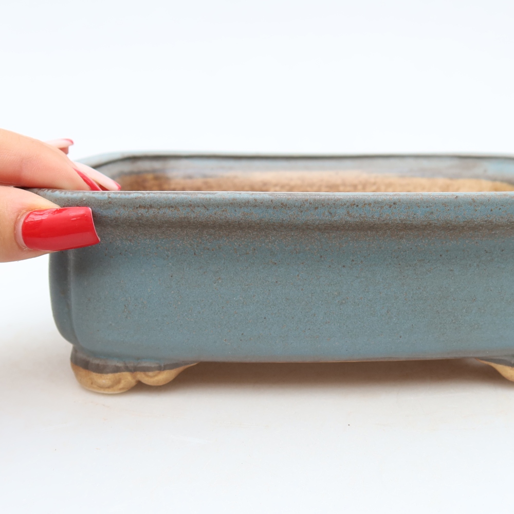 Ceramic bonsai pot, 20 x 17.5 x 6 cm, blue