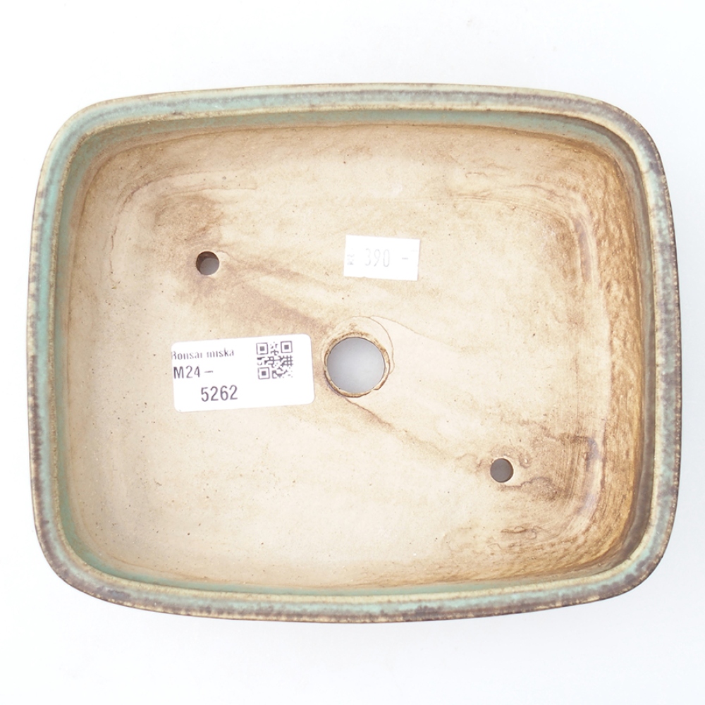 Ceramic bonsai bowl 17,5 x 14 x 4,5 cm, color green