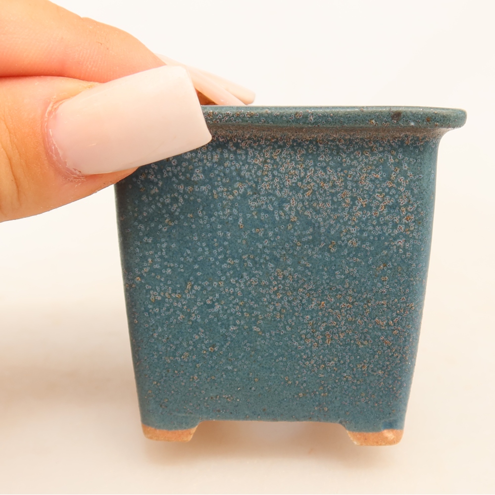 Ceramic bonsai pot, 6 x 6 x 5.5 cm, blue