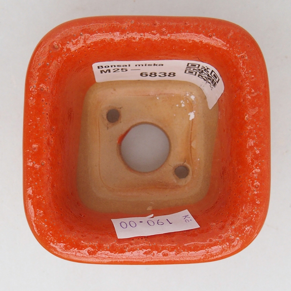 Ceramic bonsai bowl 6,5 x 6,5 x 5 cm, orange