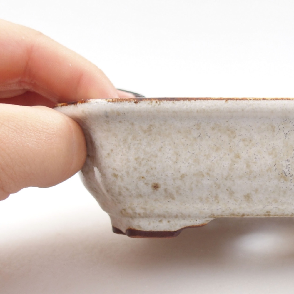 Ceramic bonsai bowl 14 x 10,5 x 4 cm, color white
