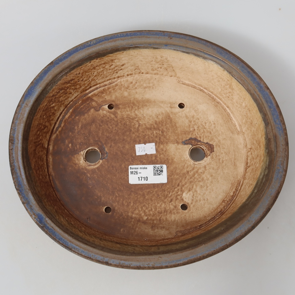 Ceramic bonsai pot, 27 x 24.5 x 5.5 cm, blue