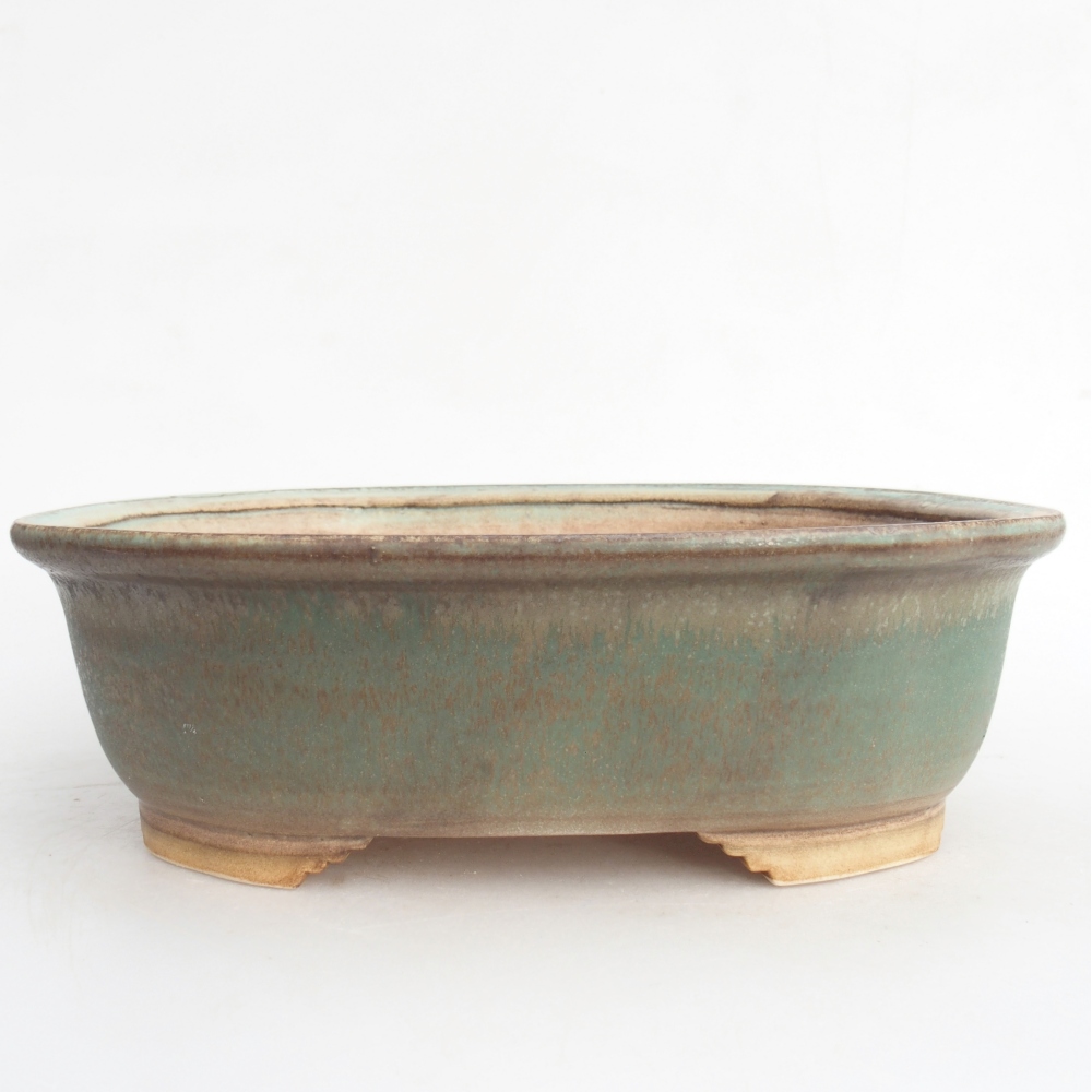 Ceramic bonsai bowl 25,5 x 21,5 x 8 cm, green
