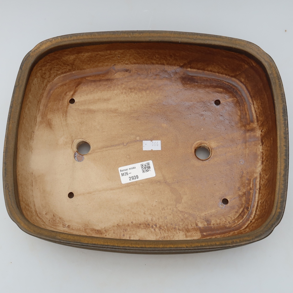 Ceramic bonsai pot, 29.5 x 24.5 x 7 cm, brown