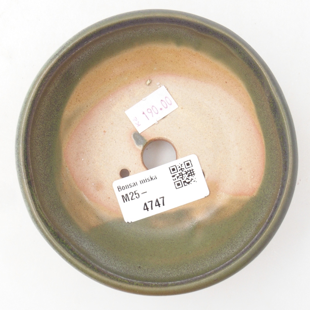 Ceramic bonsai bowl 11 x 11 x 5 cm, color green