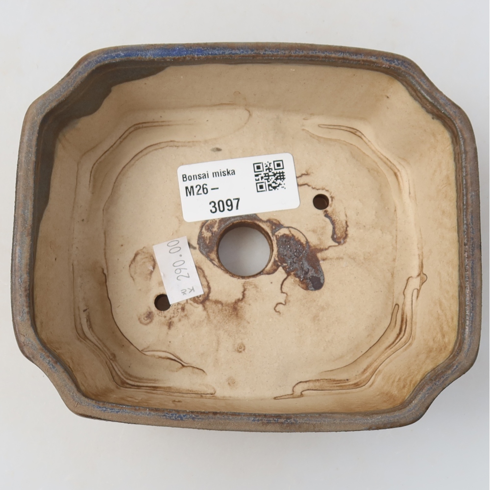 Ceramic bonsai pot, 14 x 11.5 x 4.5 cm, blue
