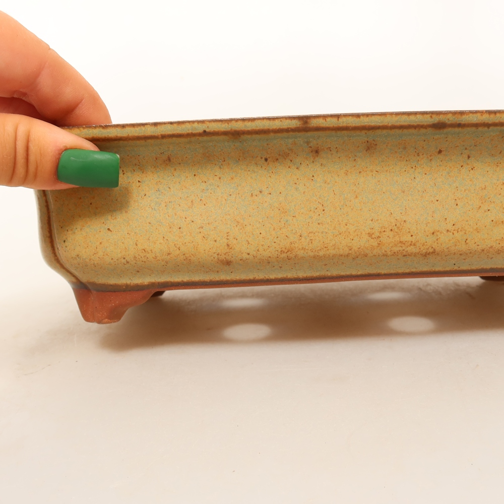 Ceramic Bowl  24.5 x 17.5 x 6 cm, greenish-brown