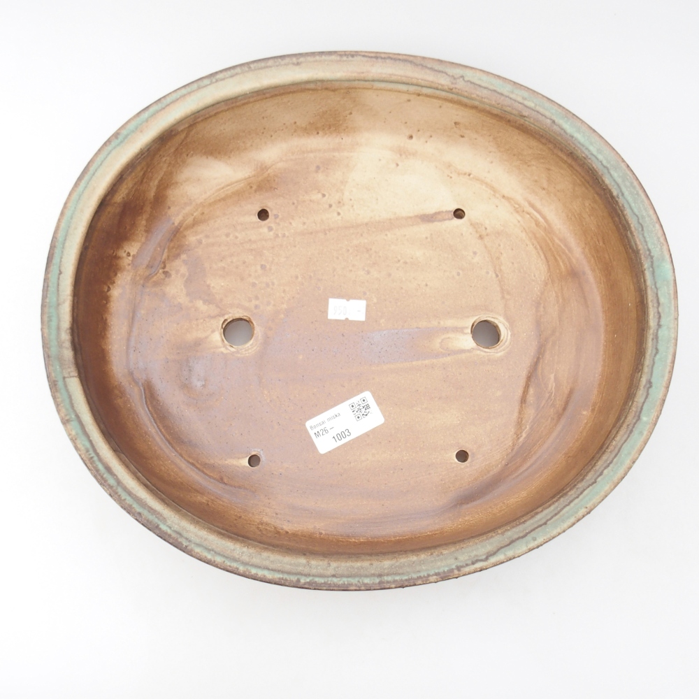 Ceramic bonsai bowl 32,5 x 28,5 x 7 cm, green