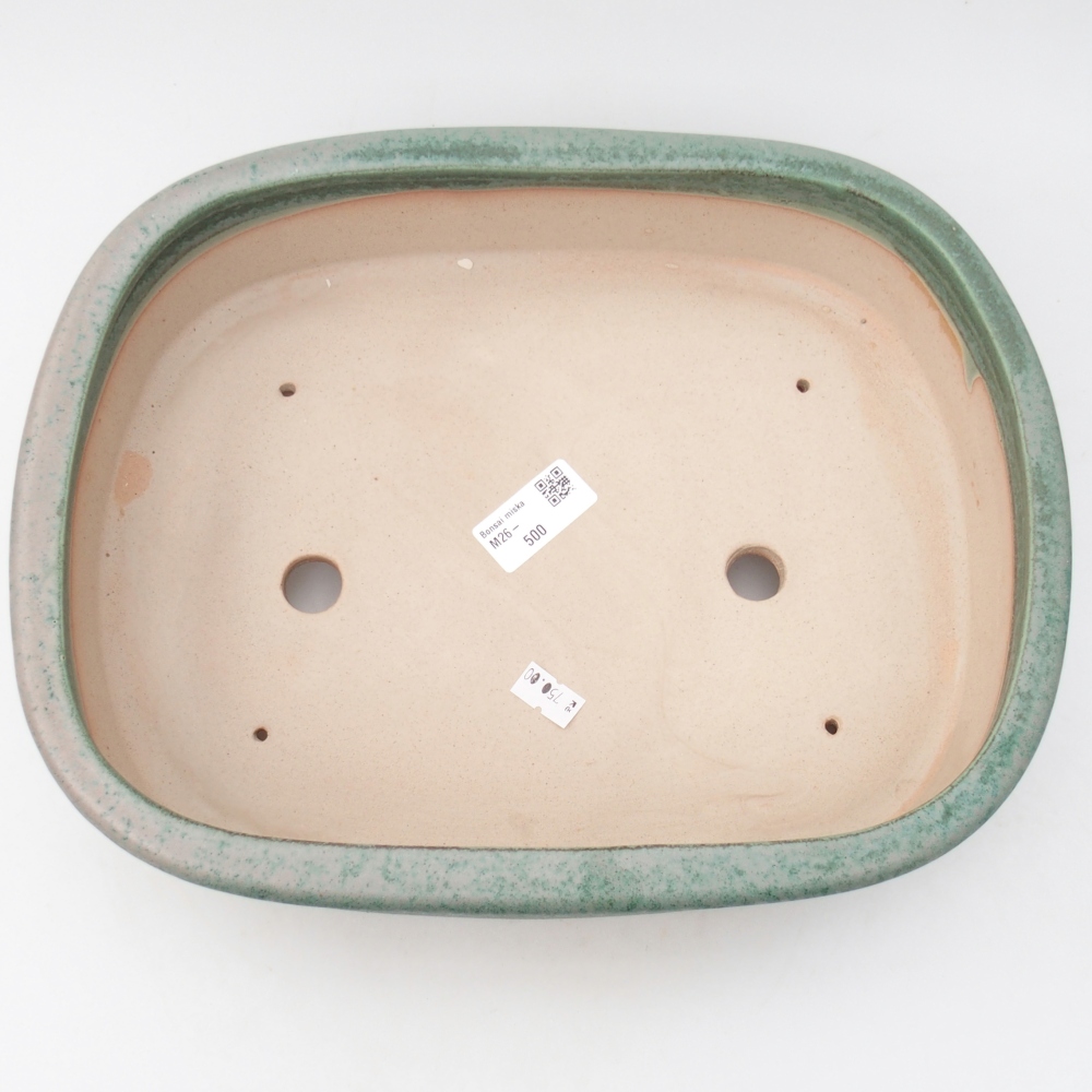 Ceramic bonsai bowl 32 x 25 x 7,5 cm, green