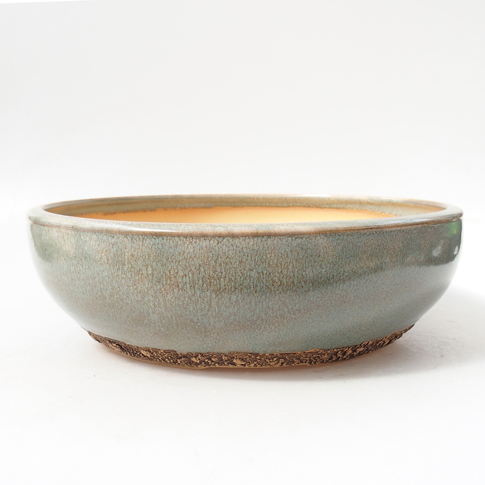 Ceramic bonsai bowl 27 x 27 x 7,5 cm, color green
