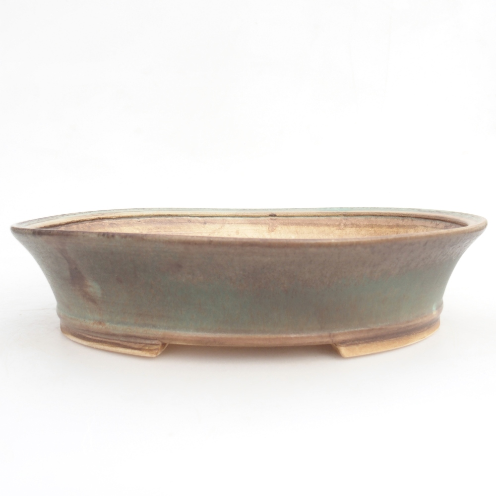 Ceramic bonsai bowl 28 x 25 x 6 cm, green