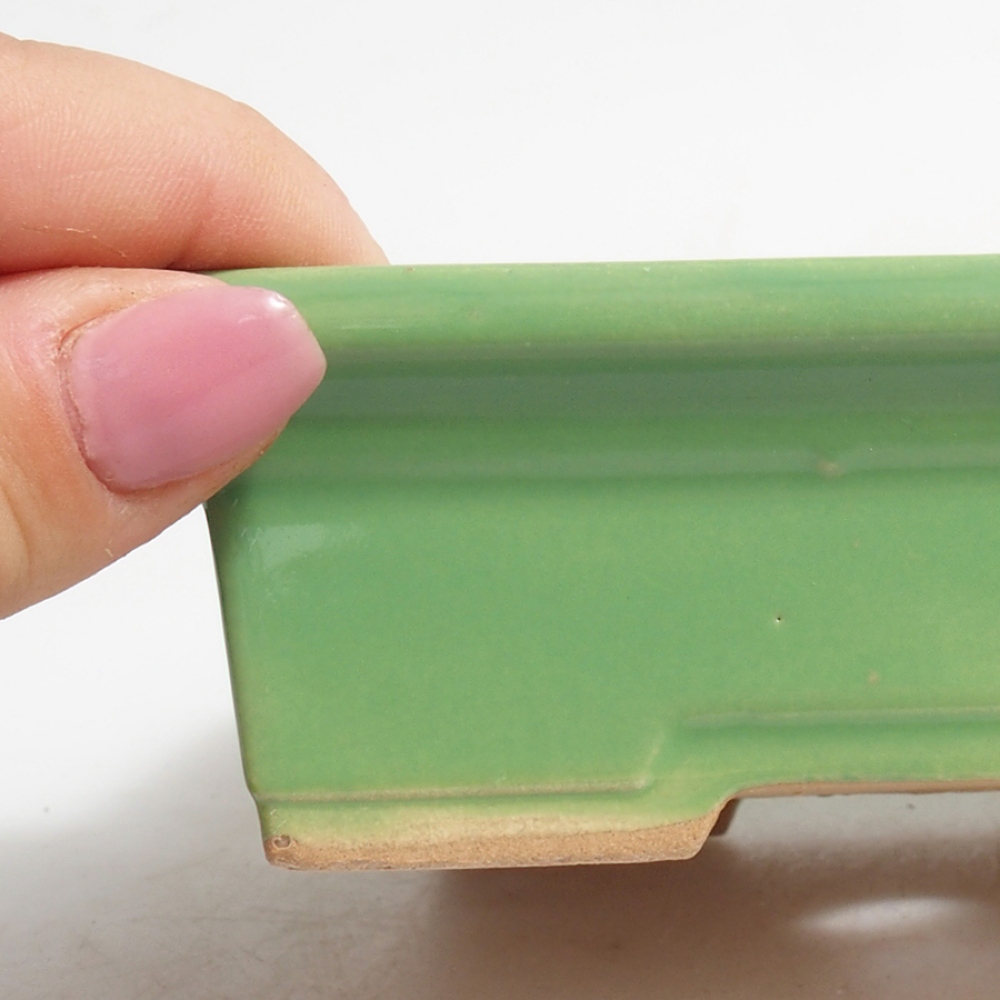 Ceramic bonsai bowl 13 x 10 x 4 cm, color green