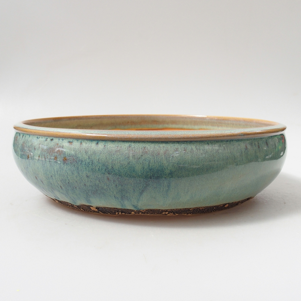 Ceramic bonsai bowl 27 x 27 x 7 cm, color green
