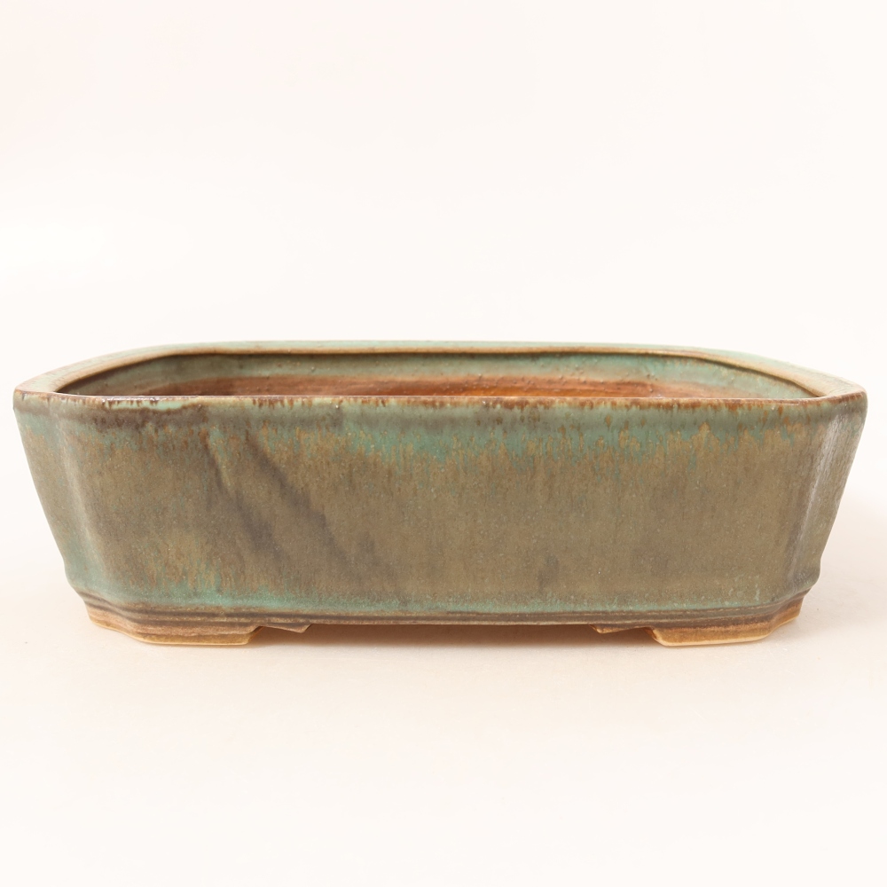 Ceramic bonsai pot, 21.5 x 18 x 6 cm, green