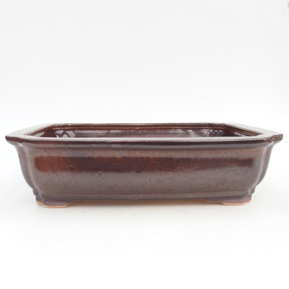 Ceramic bonsai bowl 27,5 x 22 x 7 cm, brown