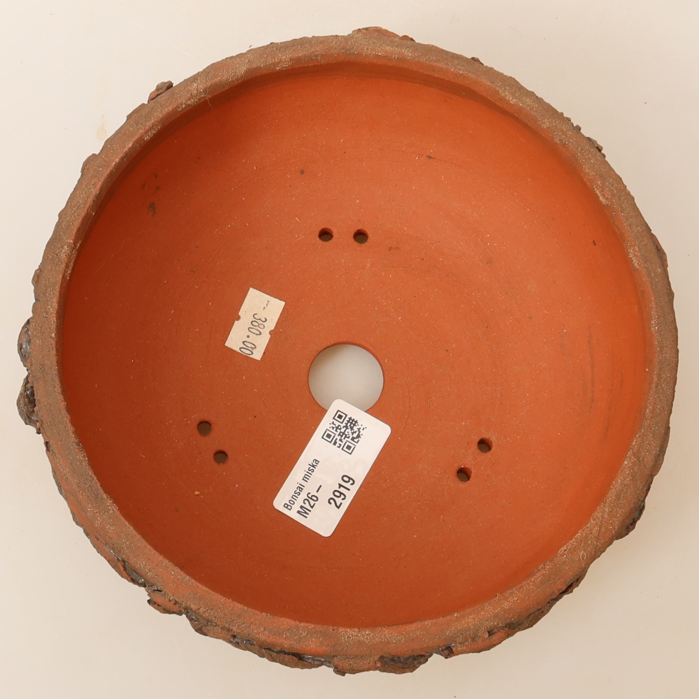 Ceramic bonsai pot, 17.5 x 17.5 x 6.5 cm, brown