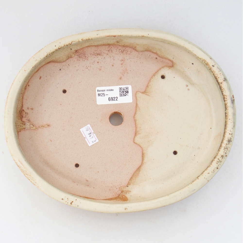 Ceramic bonsai bowl 24 x 19,5 x 4 cm, colour beige