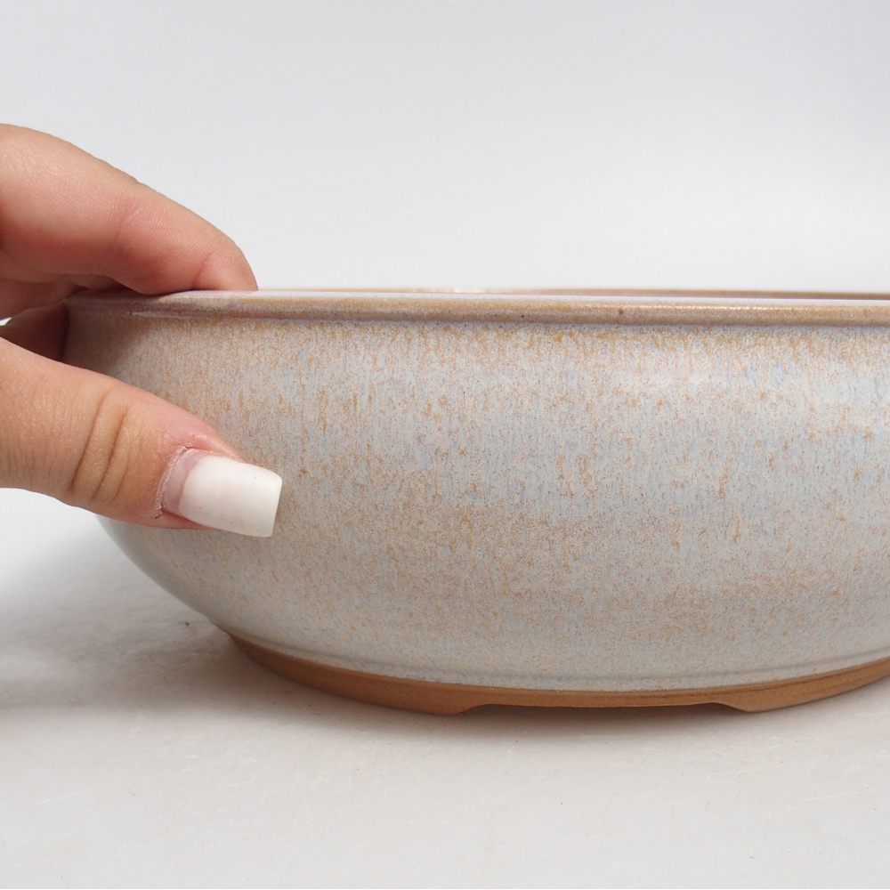Ceramic bonsai bowl 22,5 x 22,5 x 7,5 cm, colour beige