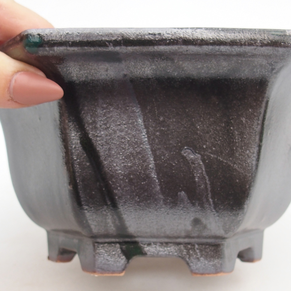 Ceramic bonsai bowl 18,5 x 16,5 x 9 cm, black