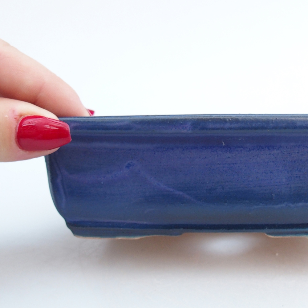 Ceramic bonsai bowl 14 x 10,5 x 4 cm, colour blue