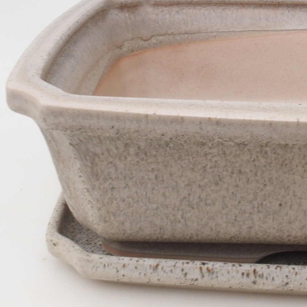 Bonsai pot + saucer H07 - 30 x 20.5 x 8 cm. - beige