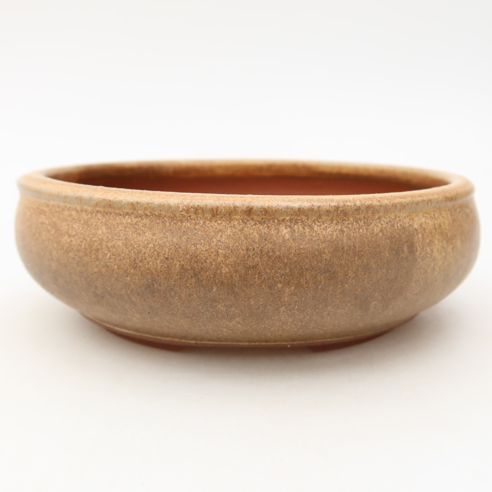 Ceramic bonsai pot, 16 x 16 x 5.5 cm, brown
