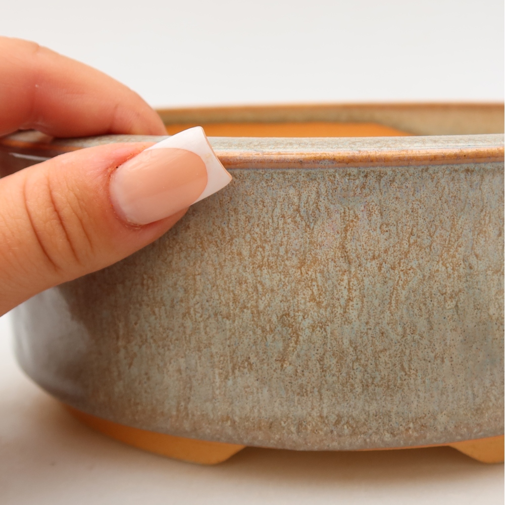 Ceramic bonsai pot, 19 x 19 x 6.5 cm, beige
