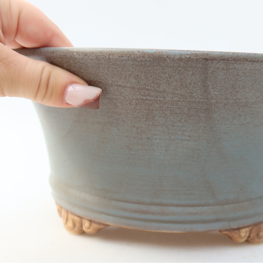 Ceramic bonsai pot, 24.5 x 24.5 x 11.5 cm, blue