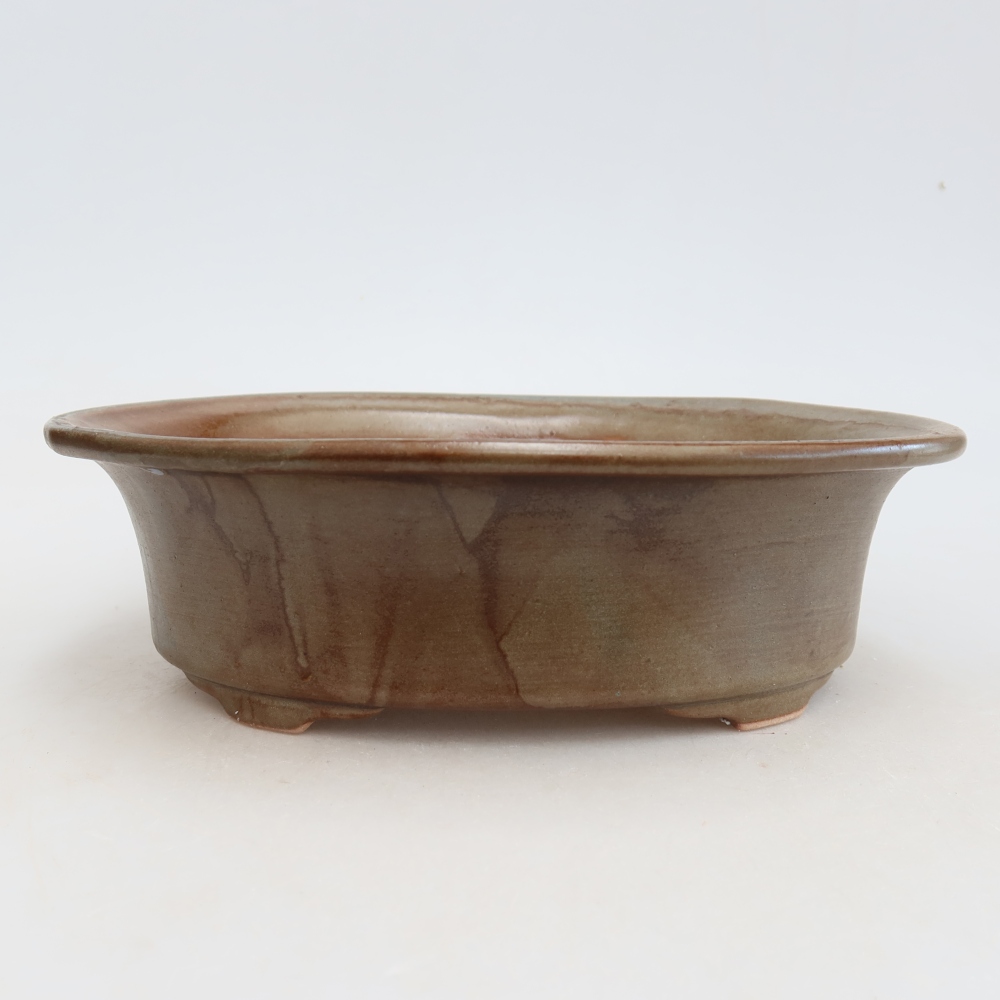 Ceramic bonsai pot, 22 x 17.5 x 6.5 cm, brown