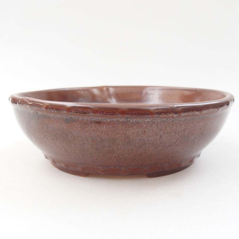 Ceramic bonsai bowl 17,5 x 17,5 x 5 cm, color brown