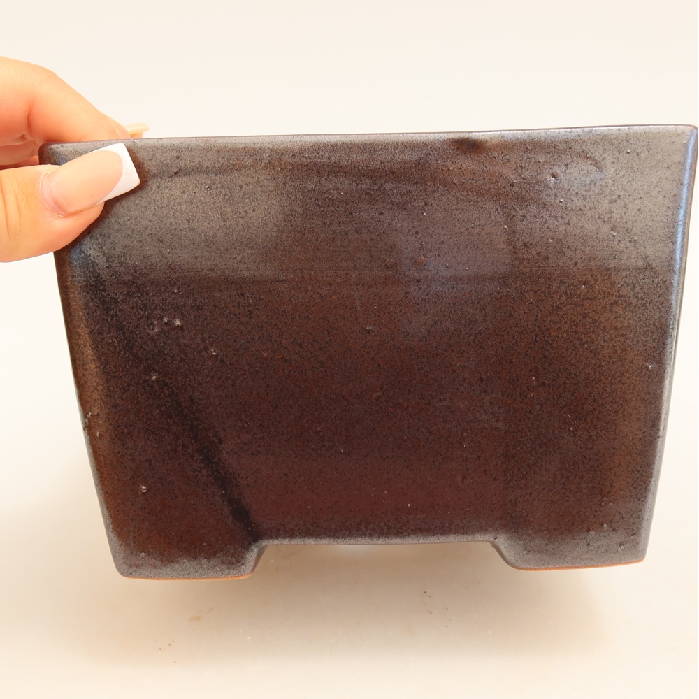 Ceramic bonsai bowl 15 x 15 x 10,5 cm, metal colour