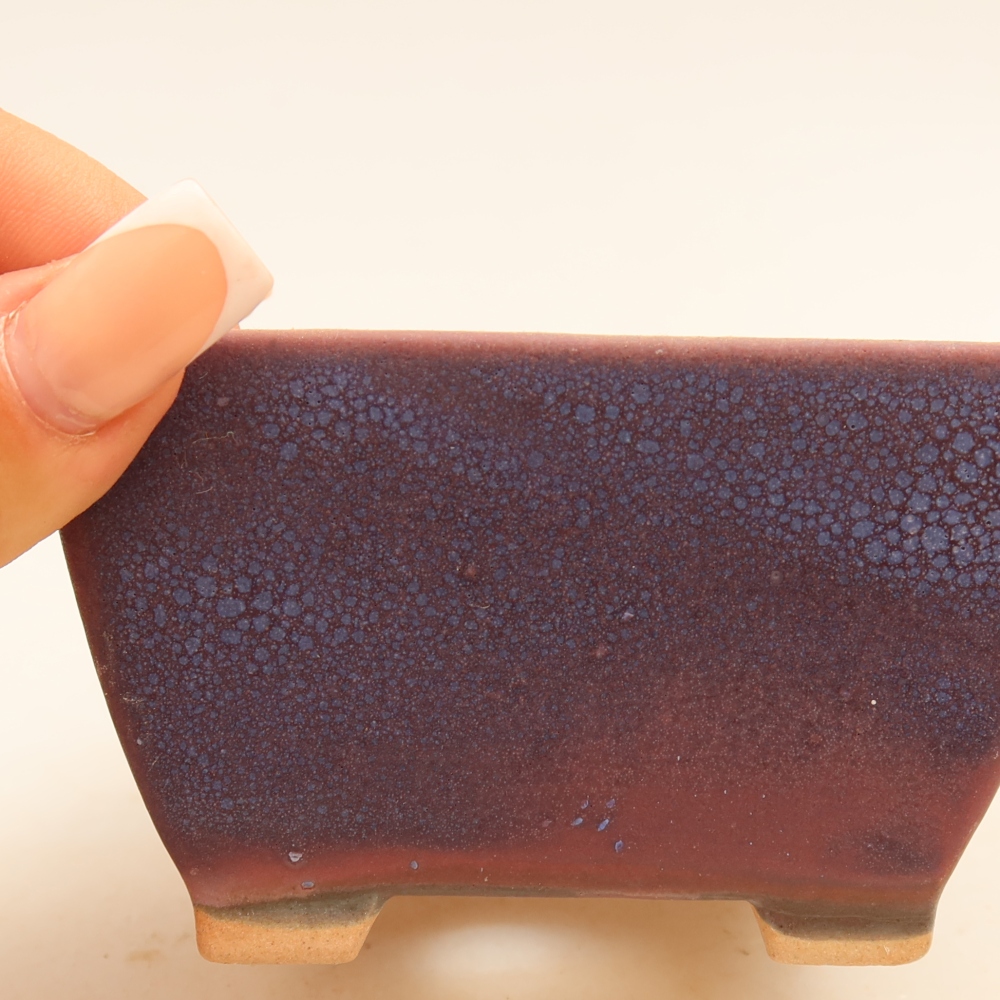 Ceramic bonsai pot, 9.5 x 9.5 x 5.5 cm, purple