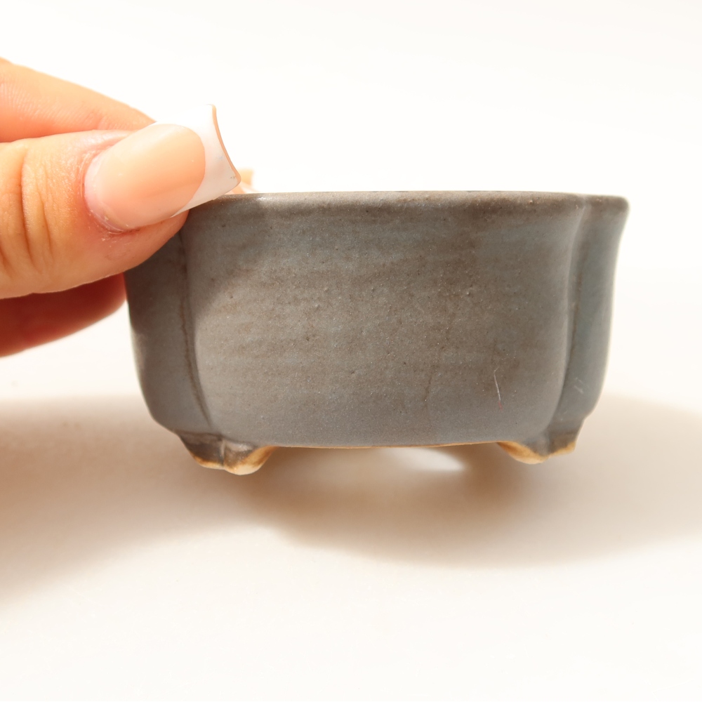 Ceramic bonsai pot, 8 x 7.5 x 3.5 cm, blue