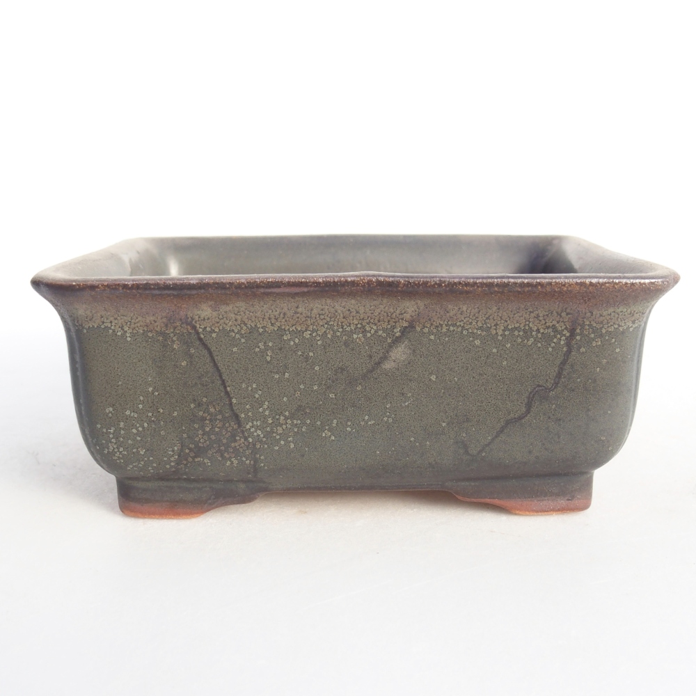 Ceramic bonsai bowl 12 x 9,5 x 5 cm, grey