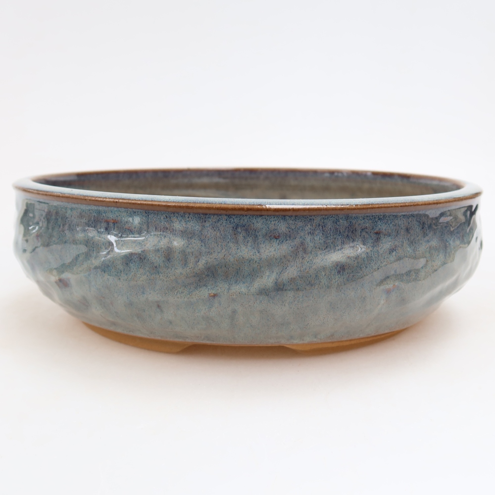 Ceramic bonsai pot, 21.5 x 21.5 x 6 cm, gray