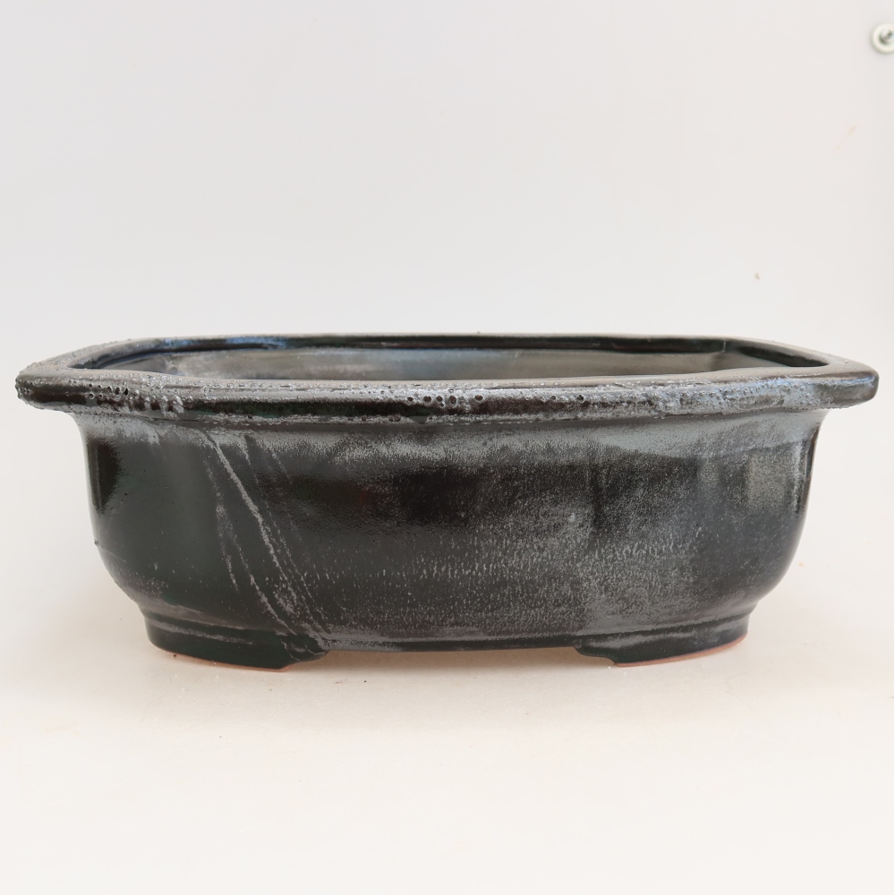 Ceramic bonsai pot, 30.5 x 25.5 x 10.5 cm, green
