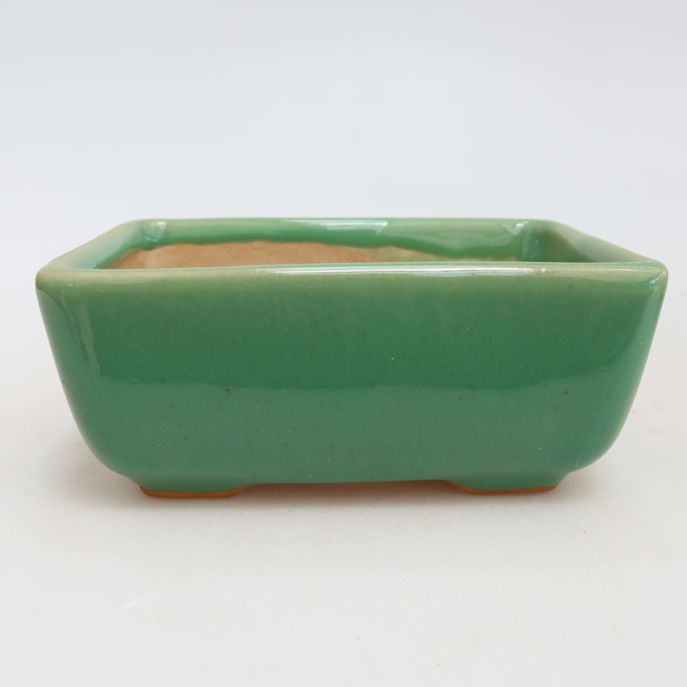 Ceramic bonsai pot, 10.5 x 7 x 4.5 cm, green