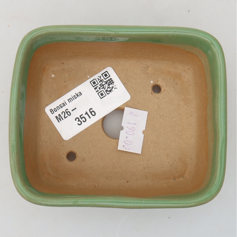 Ceramic bonsai pot, 10 x 8 x 3.5 cm, green
