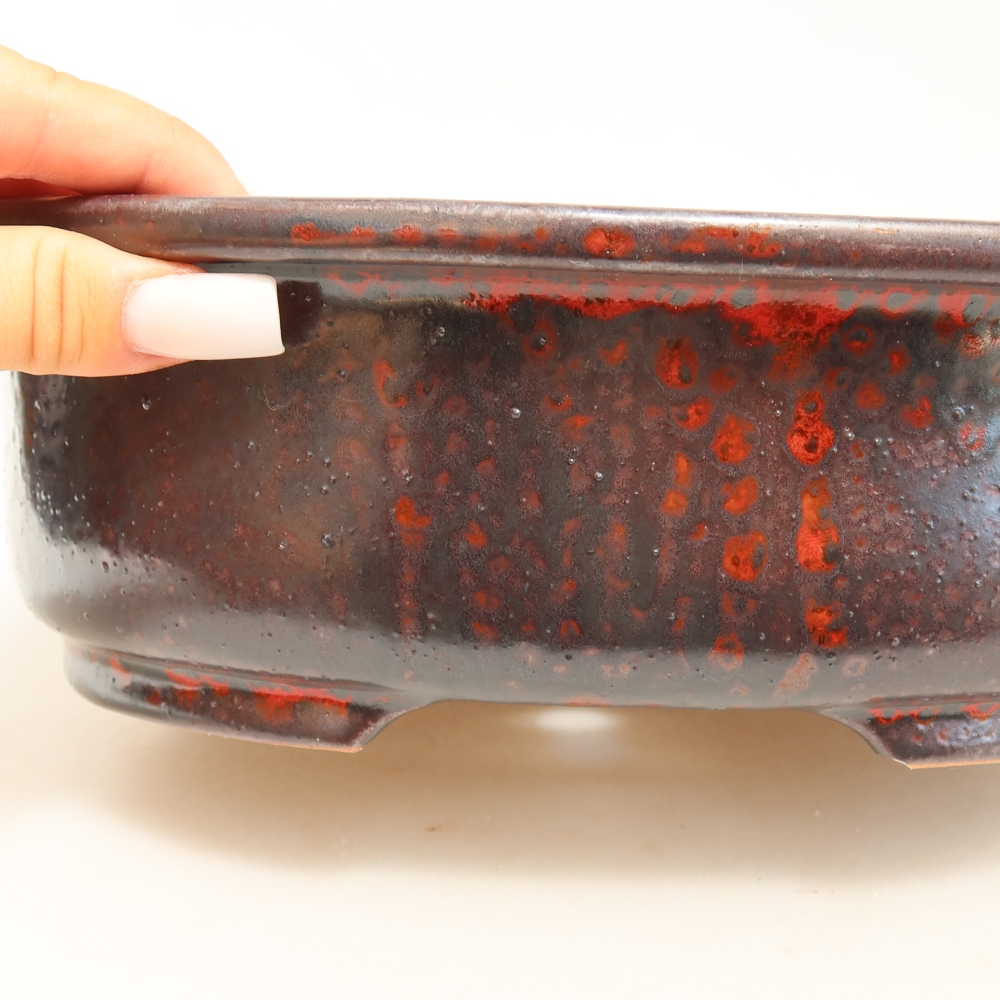 Ceramic bonsai pot, 26 x 22 x 8 cm, metallic red