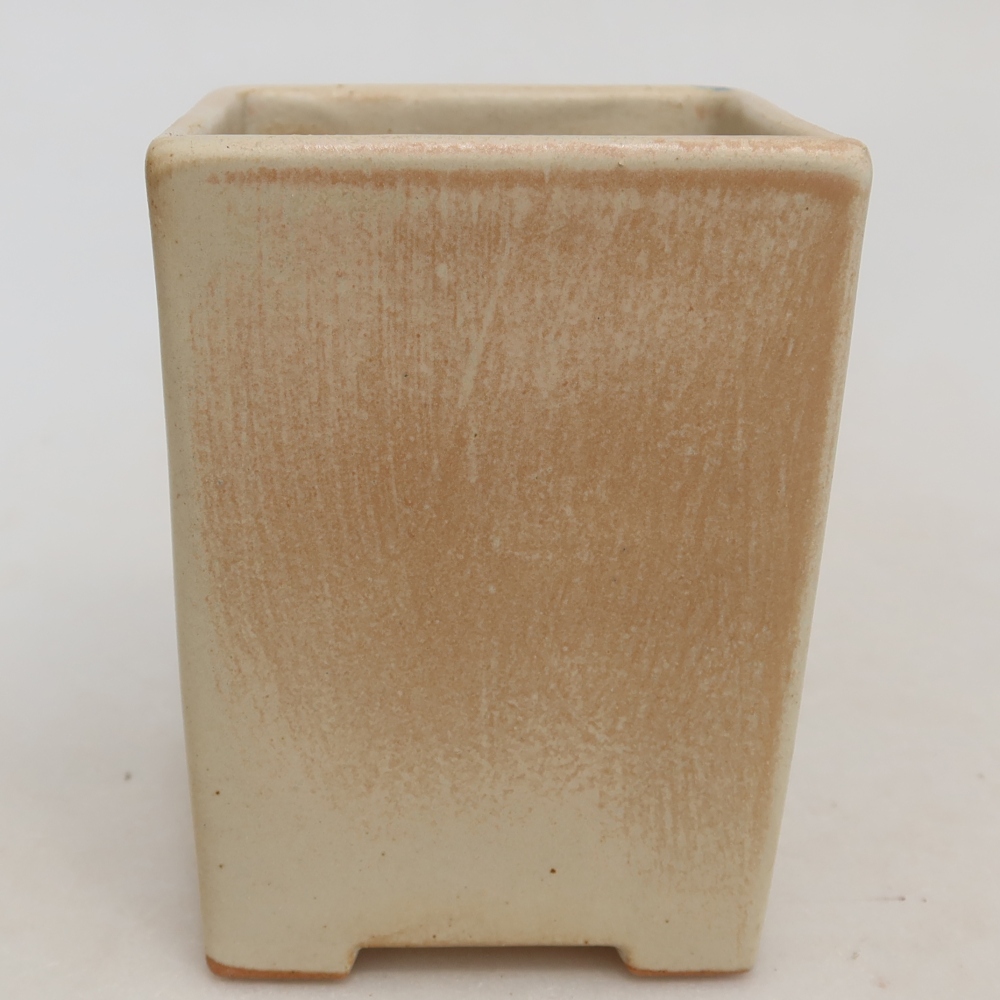 Ceramic bonsai pot, 7.5 x 7.5 x 10 cm, beige