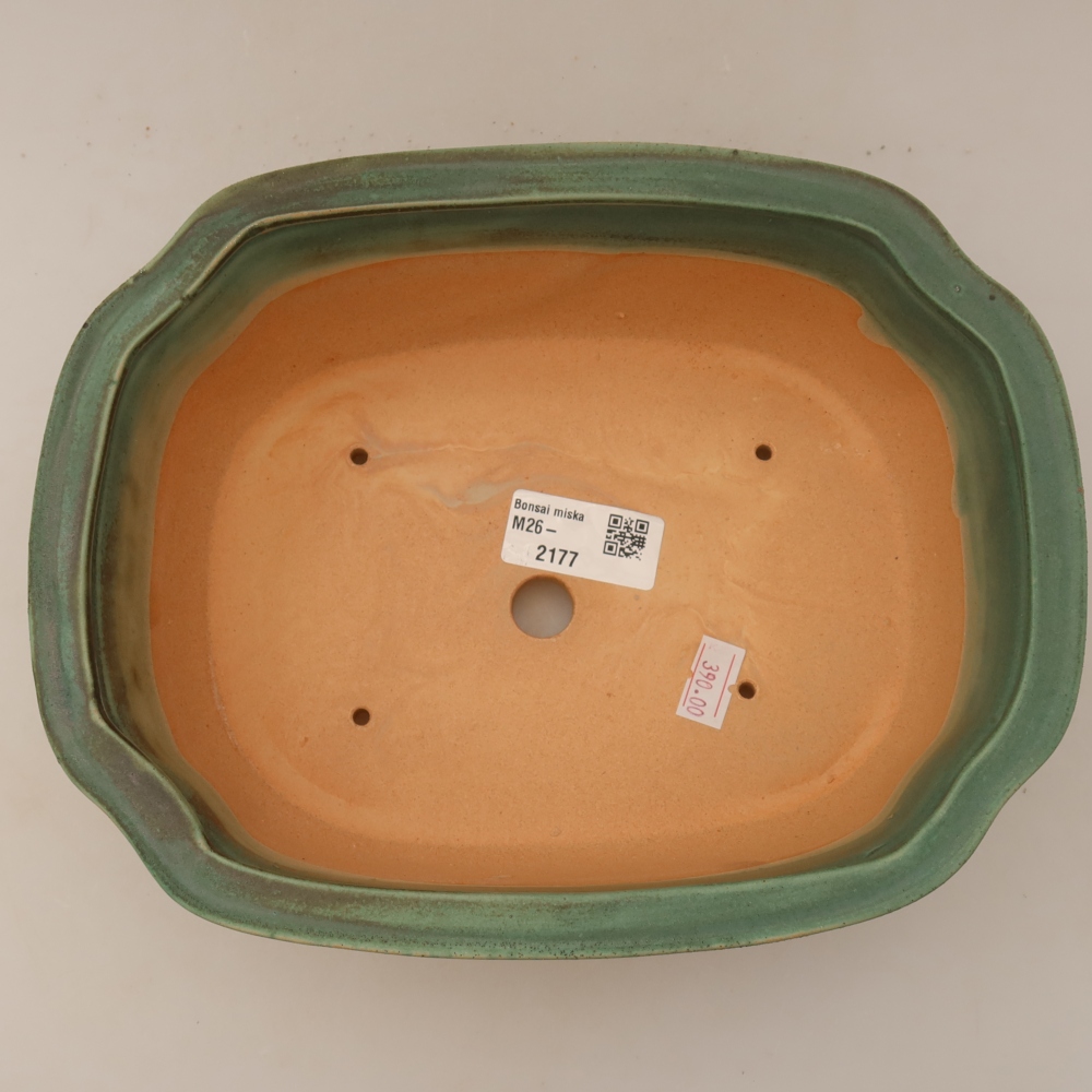 Ceramic bonsai pot, 22.5 x 17.5 x 7.5 cm, green