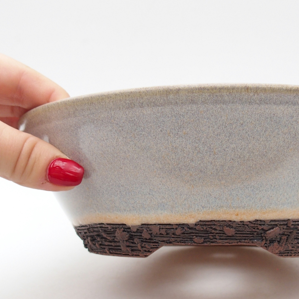 Ceramic bonsai bowl 20 x 20 x 6,5 cm, colour beige
