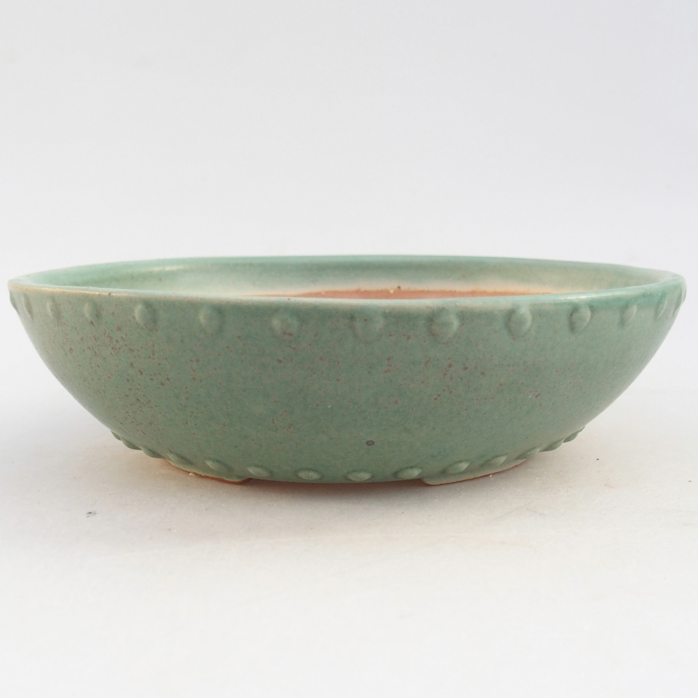 Ceramic bonsai bowl 17,5 x 17,5 x 5 cm, green
