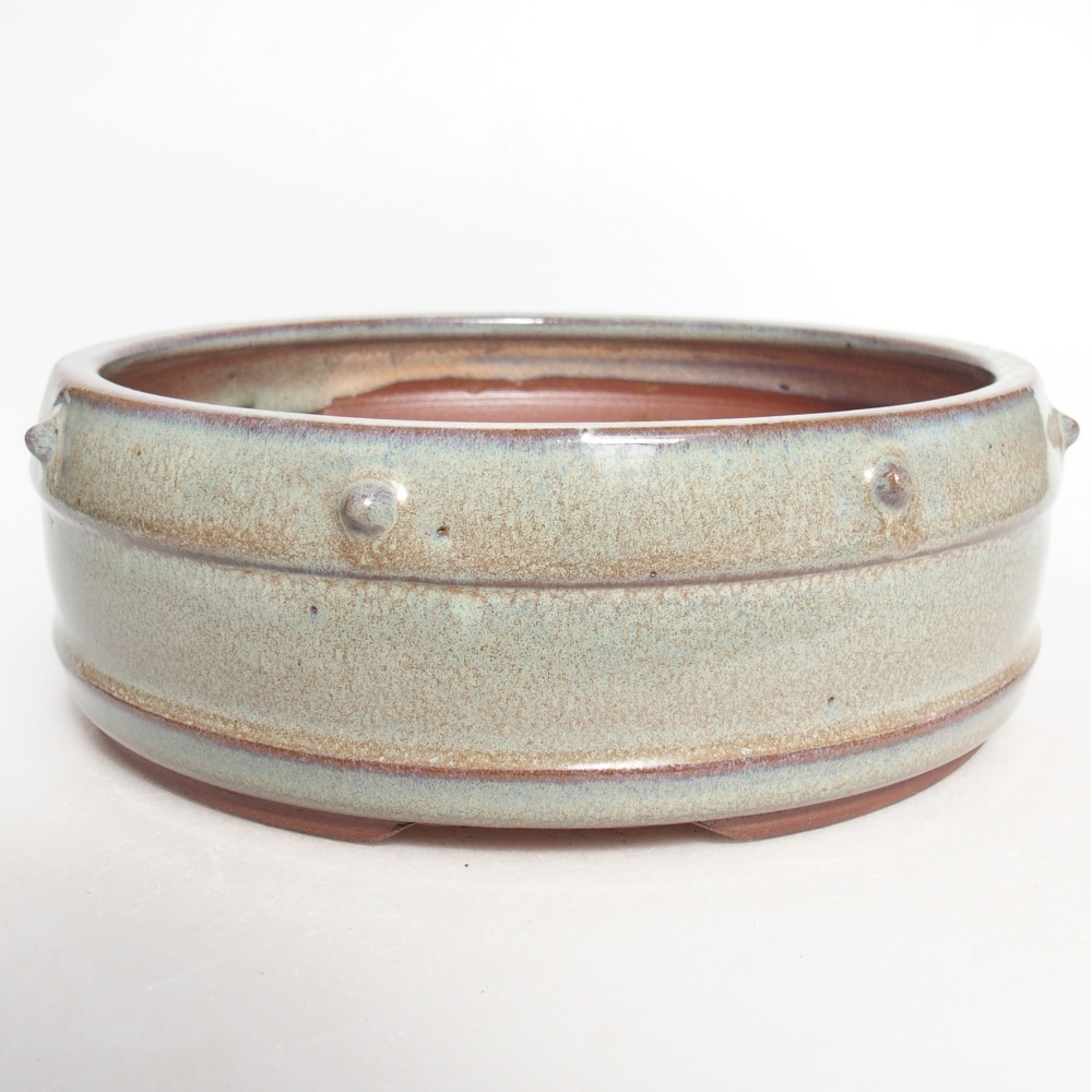 Ceramic bonsai bowl 17,5 x 17,5 x 6,5 cm, green